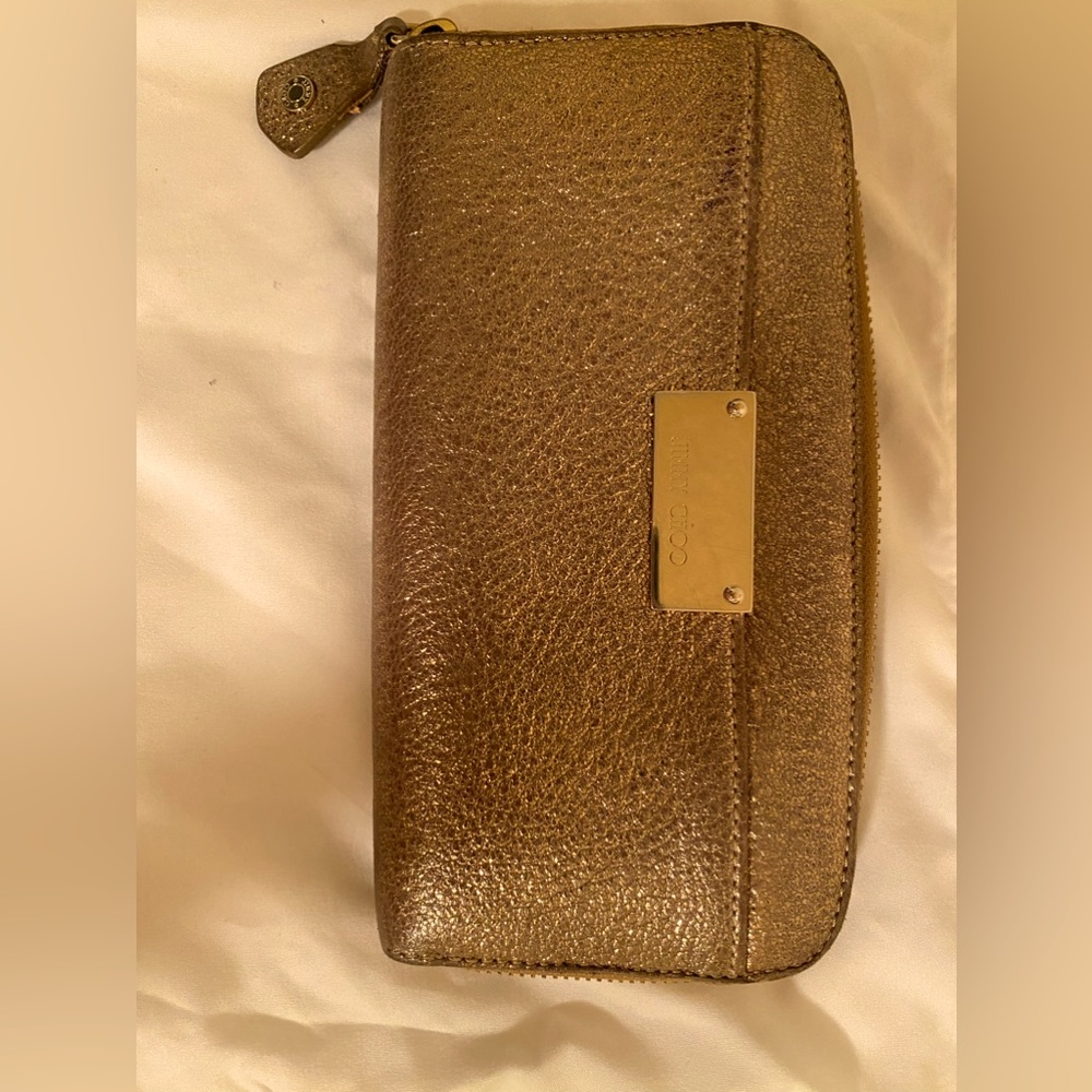 Gold shimmery leather Jimmy Choo wallet/clutch